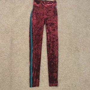 Velvet Leggings with Side Stripes